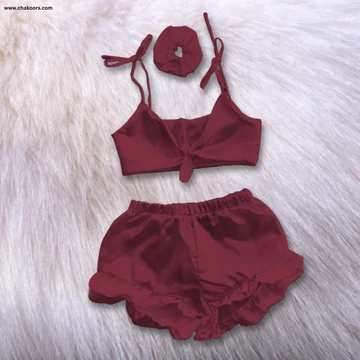 Chakoor 3 in 1 Satin Silk Sleepwear Set CHK