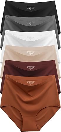 Cuweni Womens Underwear Seamless High Waisted Briefs Silky Stretch No Show Breathable Full Coverage Ladies Panties 6 Pack